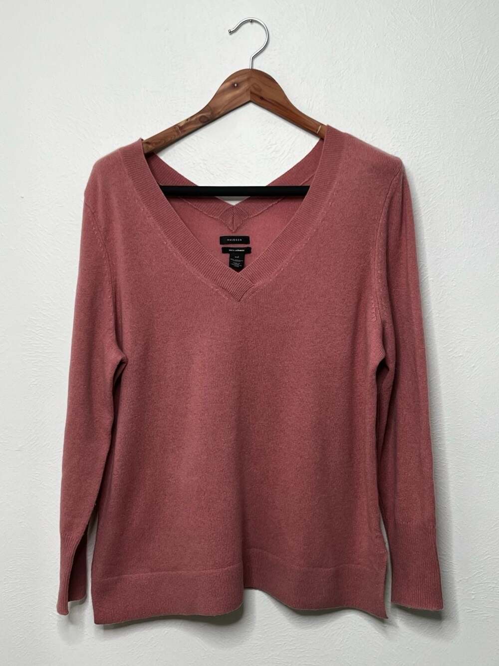 Halogen Women's 100% Cashmere V-Neck Long Sleeve Sweater Rose Pink XXL